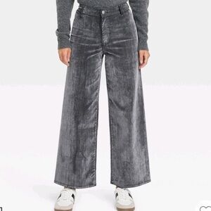 Women High-Rise Flocked Sailor Wide Leg Ankle Jeans Universal Thread Grey 10R